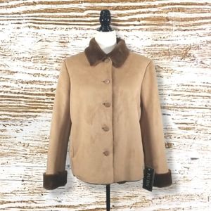 Vintage FU DA New York Womens Jacket Sherpa Lined Faux Suede 90's